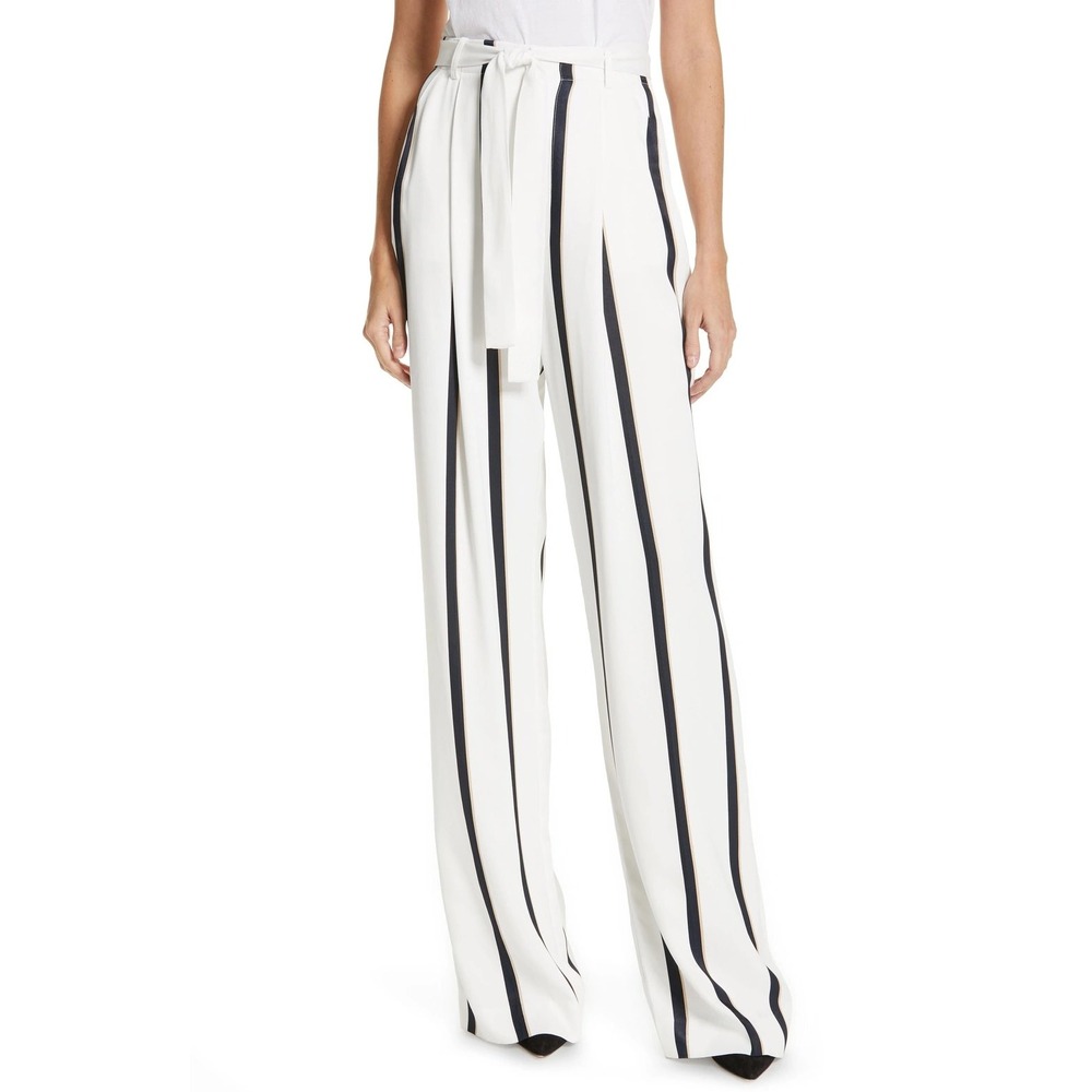 Equipment Evonne Striped Wide Leg Trousers 6 Nautical Preppy Classic Minimalist